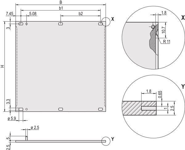 nVent SCHROFF Aluminium Front Panel, 6 U 25mm