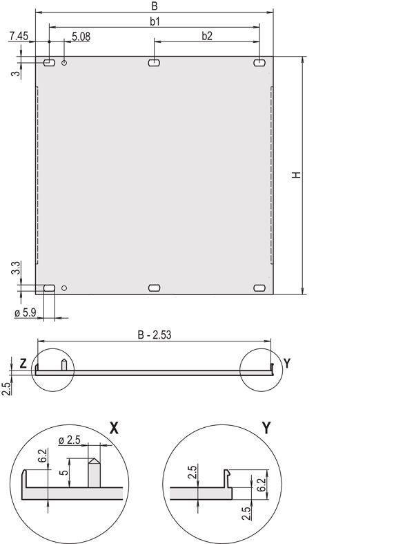 nVent SCHROFF Aluminium Front Panel, 3 U, 42 HP 213mm