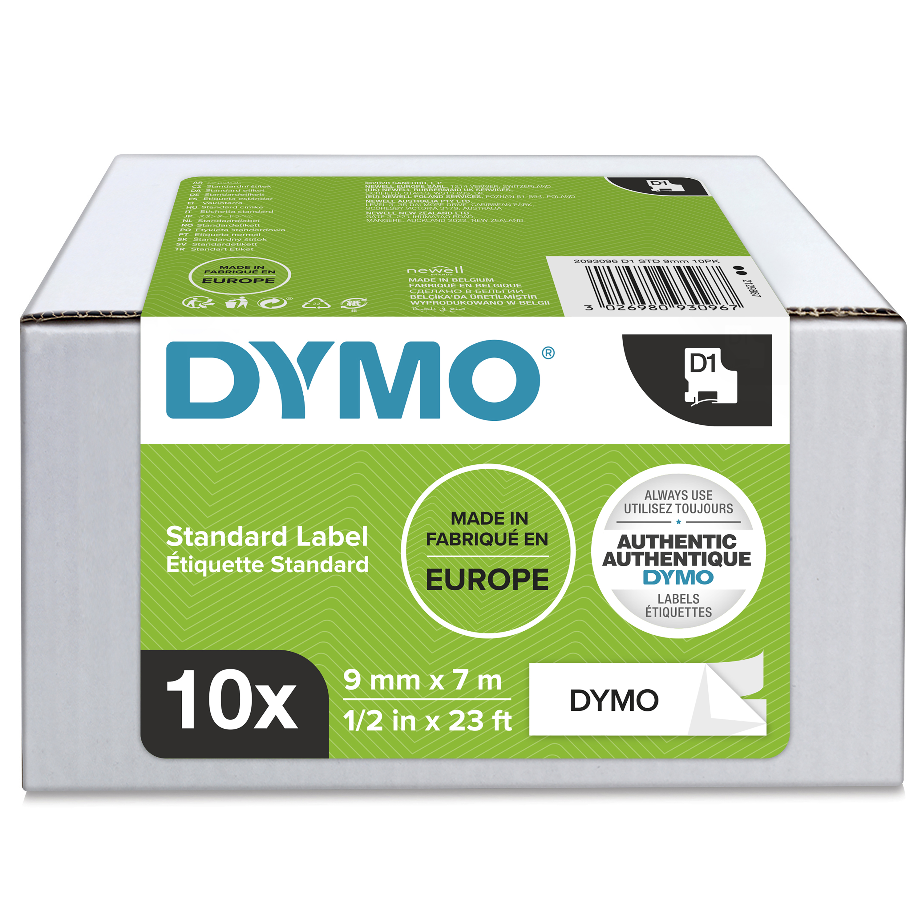 Dymo Black on White Label Printer Tape, 7.62 mm Label Length, 9 mm Label Width