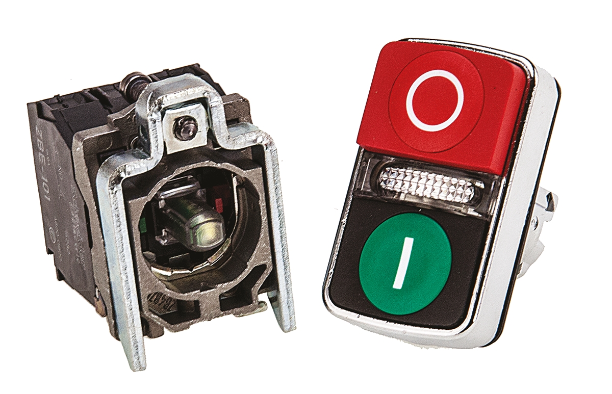 xb4bw73731b5 Schneider Electric Harmony XB4 Illuminated Red/Green Push Button NO/NC Spring Return
