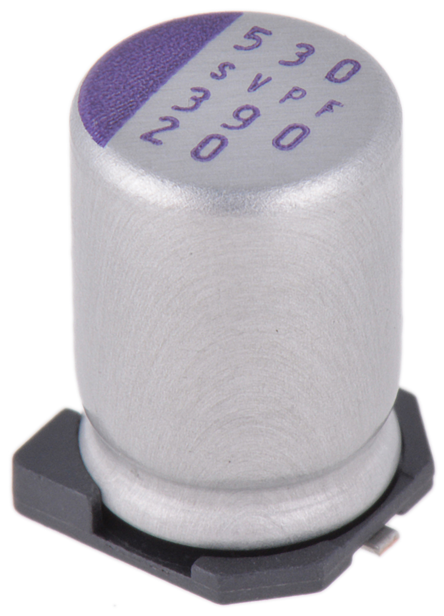 Panasonic 390 μF Surface Polymer Capacitor, 20V dc