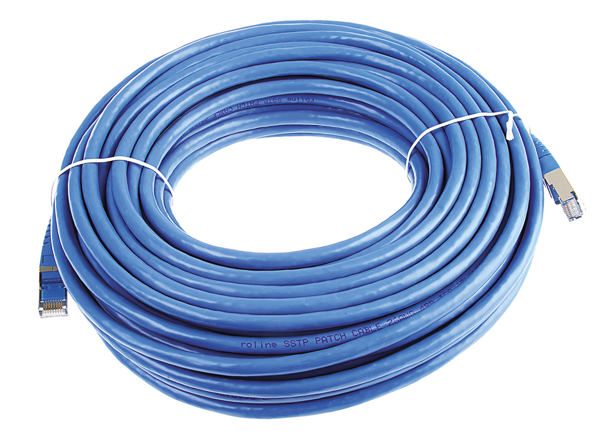Roline, 20 m Cat6 Ethernet Cable, Blue, Shielded 8 Screened Polyvinyl Chloride Sheath