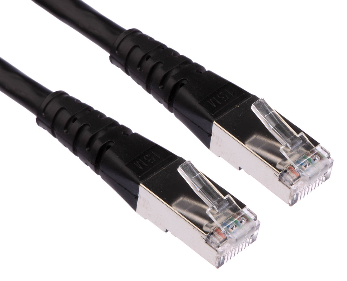 Roline, 20 m Cat6 Ethernet Cable, Black, Shielded 8 Screened Polyvinyl Chloride Sheath