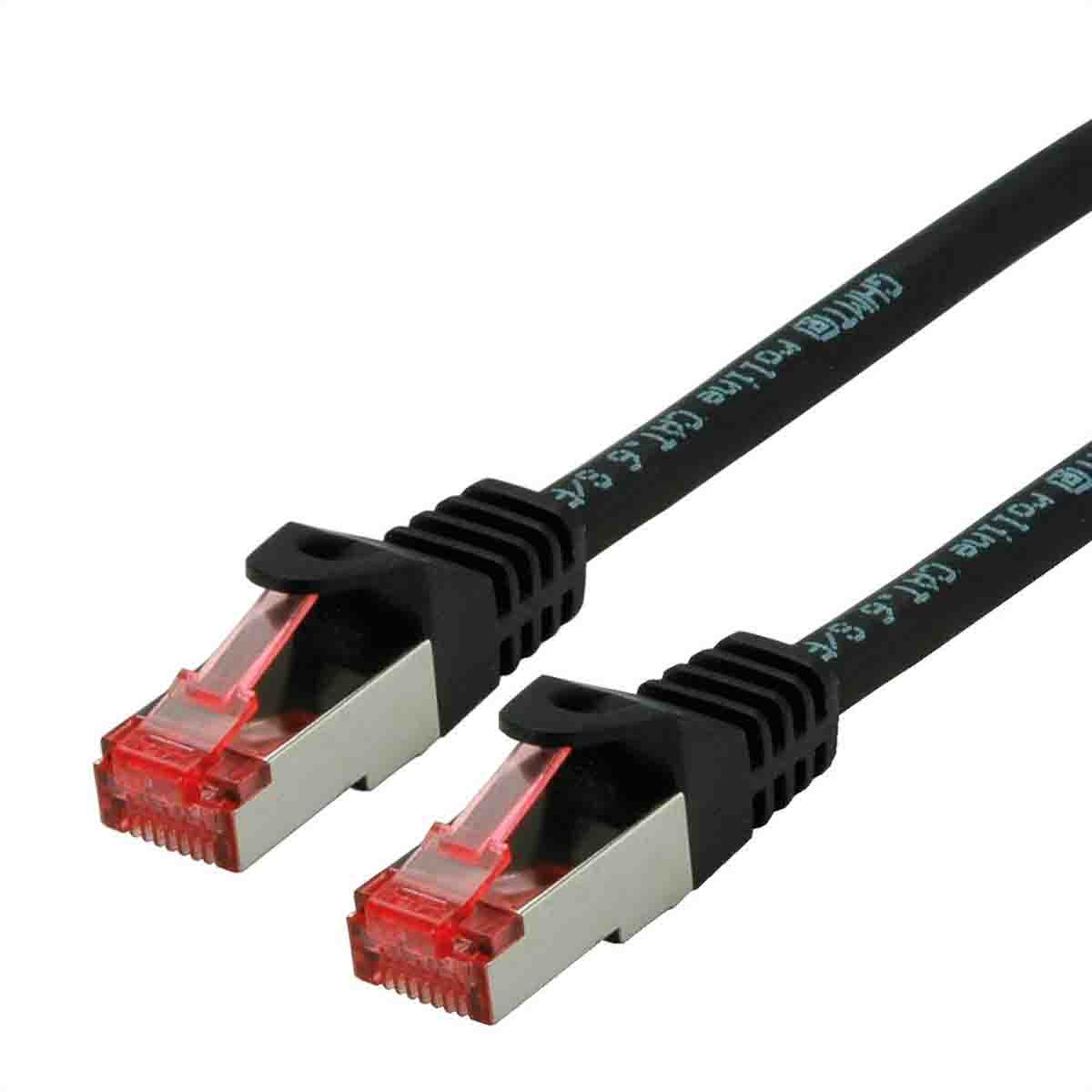 Roline, 300 mm Cat6 Ethernet Cable, Black, Shielded 8 Screened Low Smoke Zero Halogen Sheath