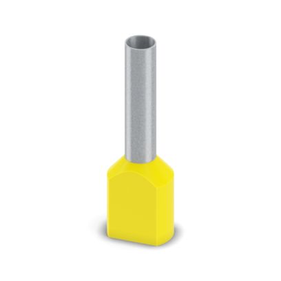 Phoenix Contact, Ferrule A Insulated Bootlace Ferrule, 18 mm Pin Length, 4.9 mm Pin Diameter, Yellow to 10 AWG Wire Size