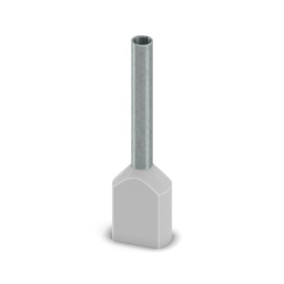 Phoenix Contact, Ferrule A Insulated Bootlace Ferrule, 12 mm Pin Length, 1.5 mm Pin Diameter, Grey to 18 AWG Wire Size