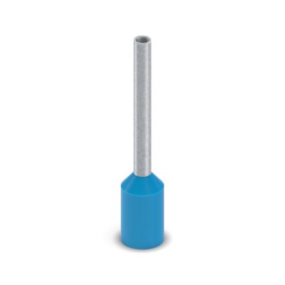 Phoenix Contact, Ferrule A Insulated Bootlace Ferrule, 12 mm Pin Length, 1.3 mm Pin Diameter, Blue to 18 AWG Wire Size