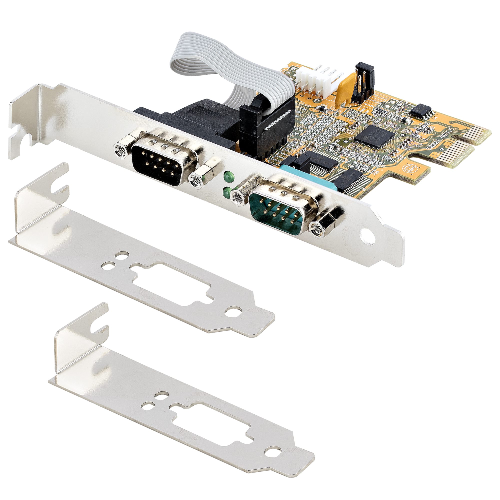 21050-pc-serial-card StarTech.com 2 Port PCI Express 2 DB9, D Sub Male RS232 Serial Card