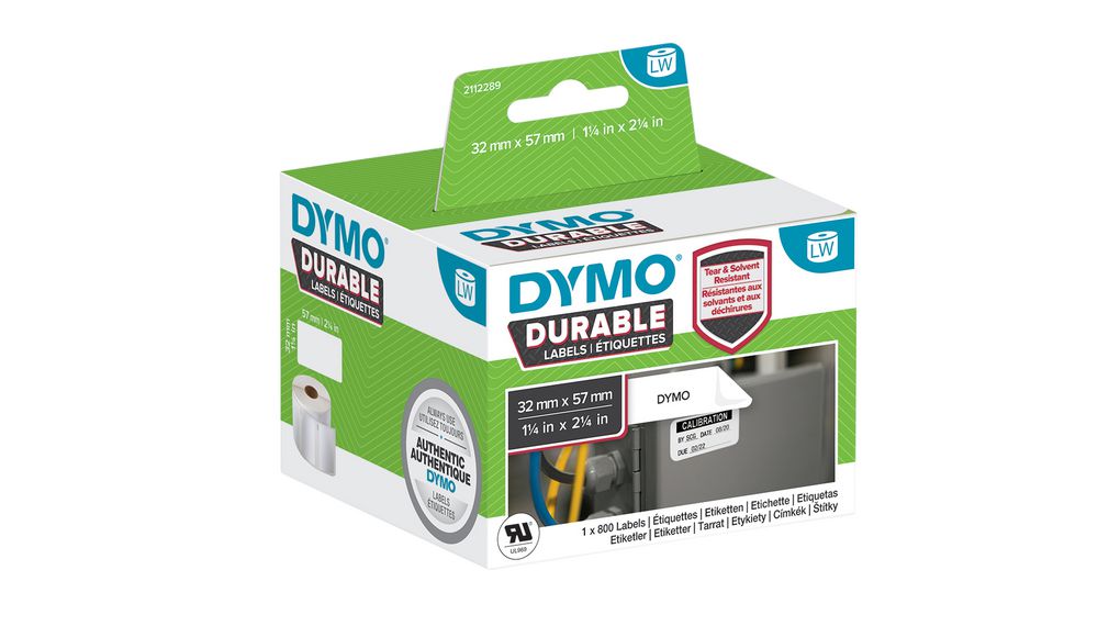 Dymo White Label Roll, 57 mm Width, 1 Roll Qty, 32 mm