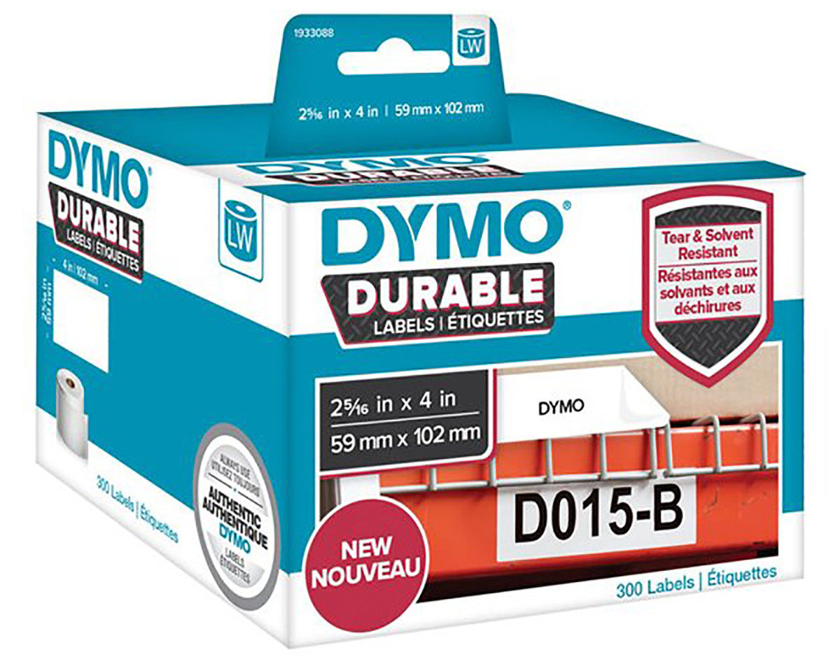 Dymo White Black Print Label Roll, 102 mm Width, 300 Per Roll Qty, 102 mm