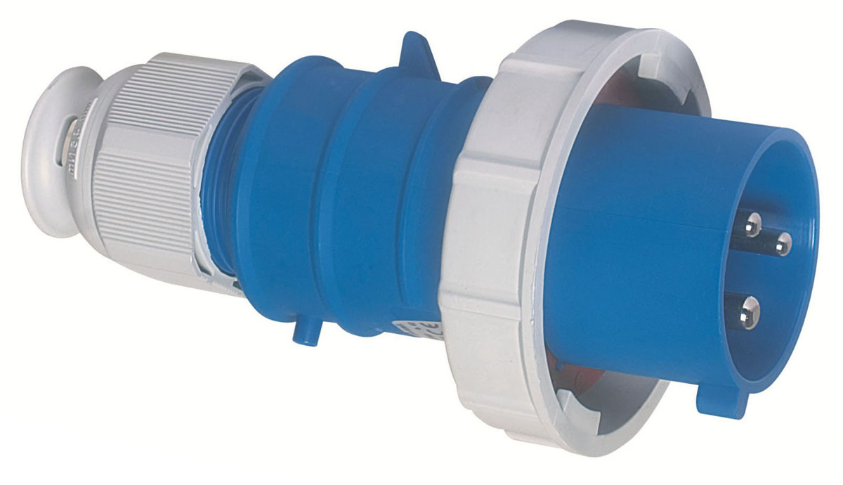 Bals IP67 Blue Cable Mount 2P+PE Straight Industrial Power Connector, 16A, 230V