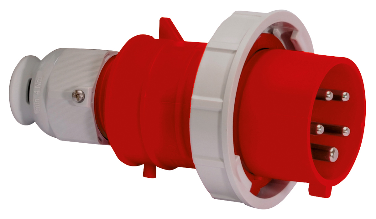Bals IP67 Red Cable Mount 3P+N+PE Straight Industrial Power Connector, 16A, 415V