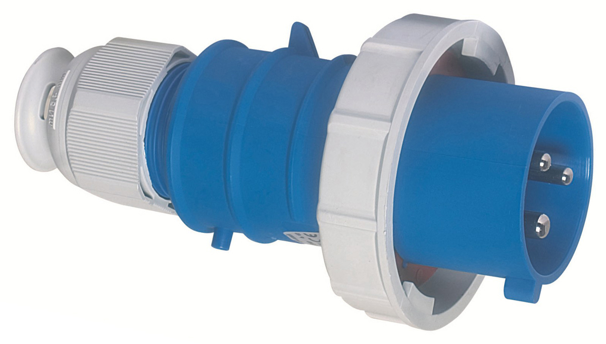 Bals IP67 Blue Cable Mount 2P+PE Straight Industrial Power Connector, 32A, 230V