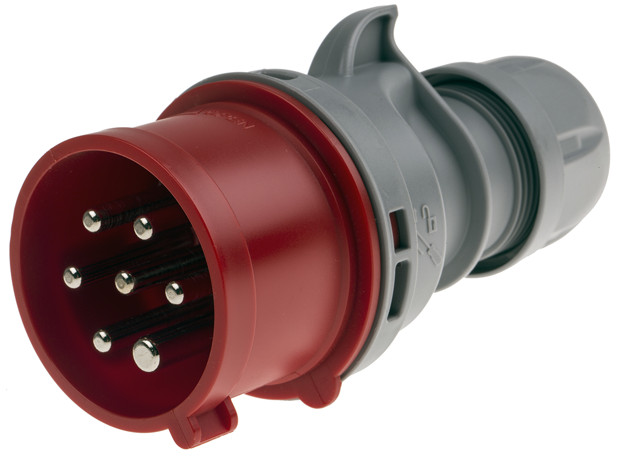 Scame, Optima IP44 Red Cable Mount 6P+PE Straight Industrial Power Connector, 16A, 415V