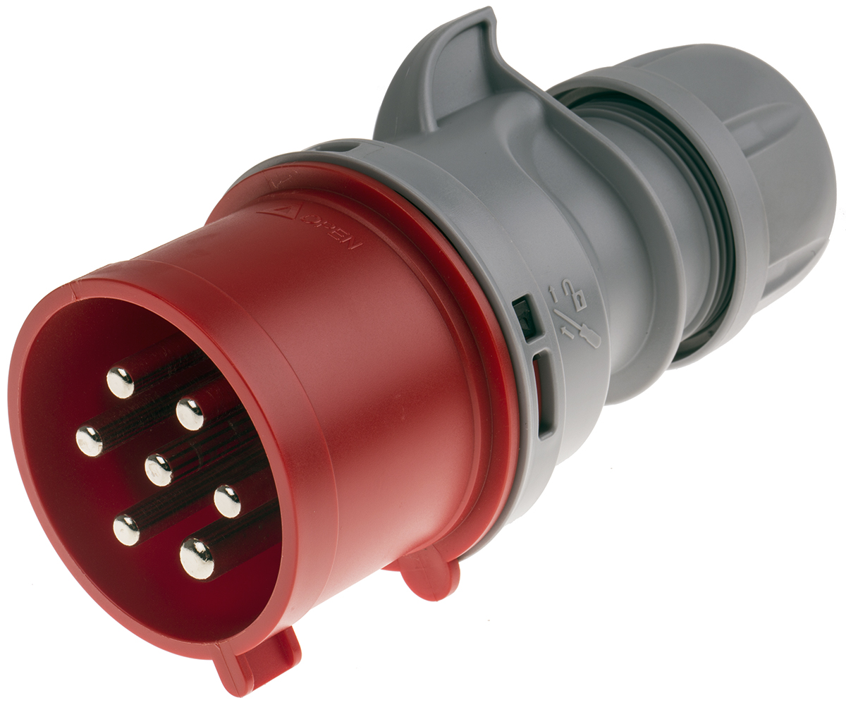 Scame, Optima IP44 Red Cable Mount 6P+PE Straight Industrial Power Connector, 32A, 415V