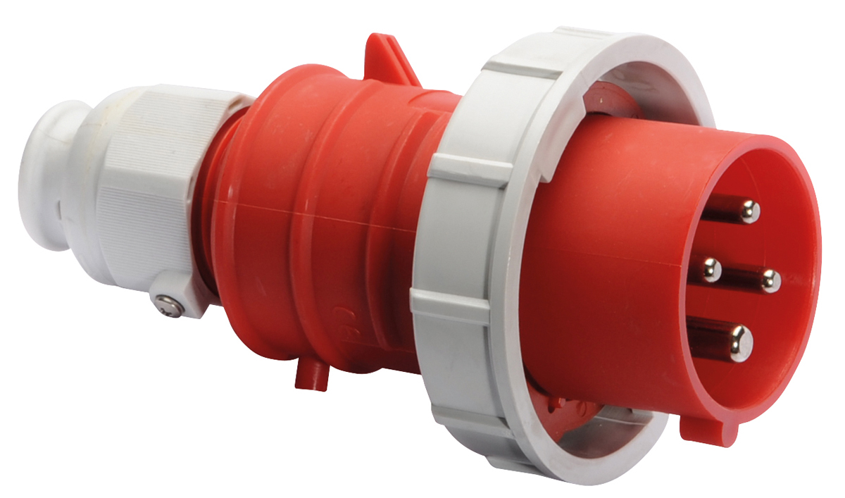 Bals IP67 Red Cable Mount 3P+PE Straight Industrial Power Connector, 16A, 415V