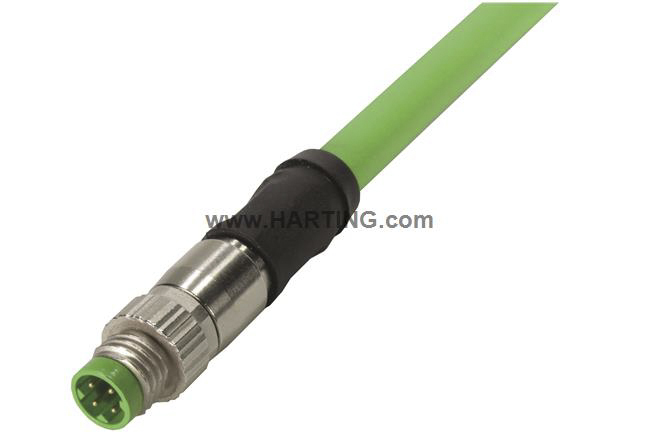 HARTING Male 4 way Straight to Male 4 way Straight Sensor Actuator Cable, 10 m