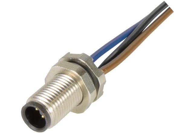 HARTING Connector, 3 Contacts, Front, M5 Connector, Plug, Male, IP67, Circular connectors M5 Series
