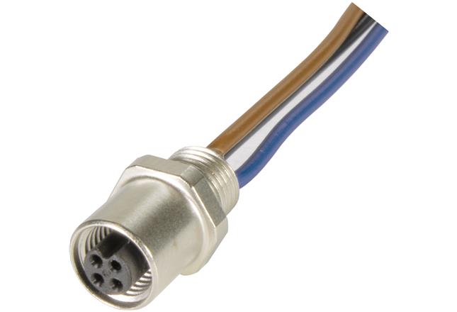 HARTING Connector, 3 Contacts, Front, M5 Connector, Socket, Female, IP67, Circular connectors M5 Series