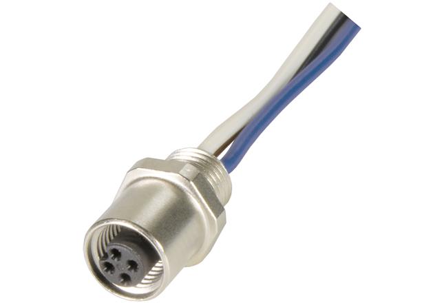 HARTING Connector, 4 Contacts, Front, M5 Connector, Socket, Female, IP67, Circular connectors M5 Series