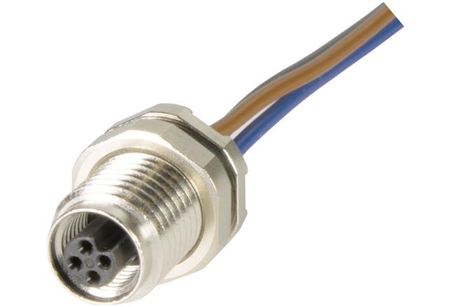 HARTING Connector, 3 Contacts, Front, M5 Connector, Socket, Female, IP67, Circular connectors M5 Series