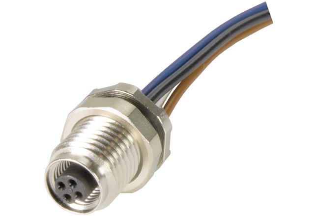 HARTING Connector, 4 Contacts, Front, M5 Connector, Socket, Female, IP67, Circular connectors M5 Series