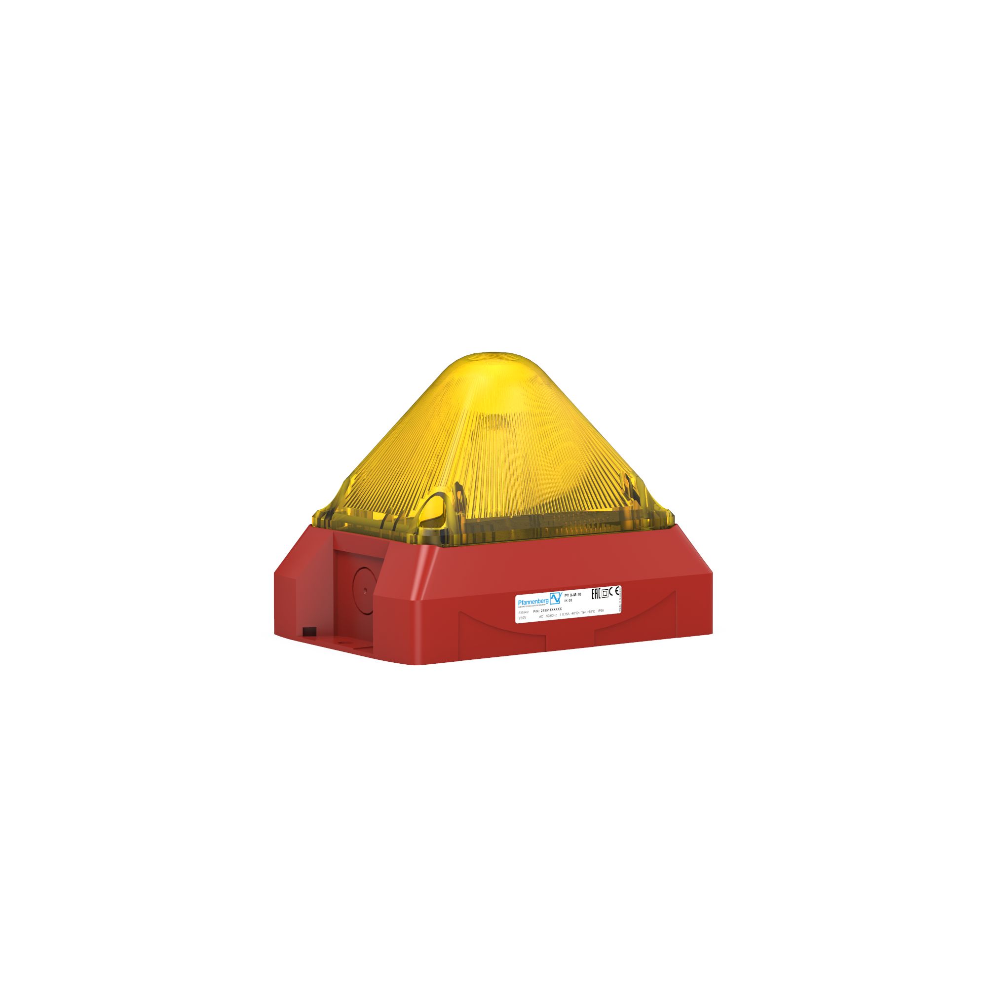 Pfannenberg PY X-M-10 Series Yellow Flashing Beacon 230V ac, Xenon Bulb Panel, IP66