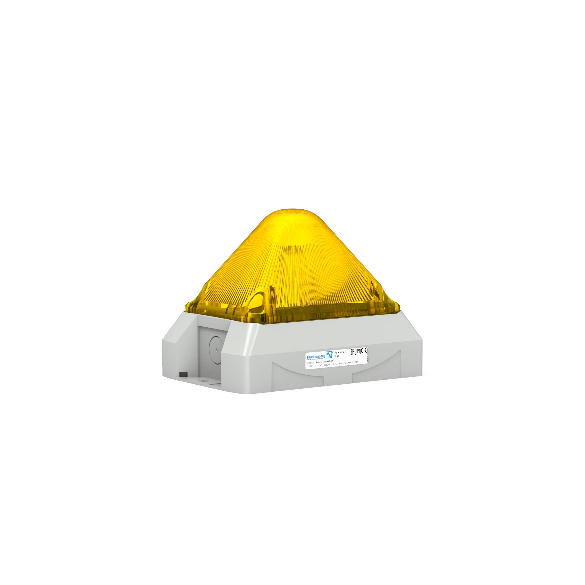 Pfannenberg PY L-M Series Yellow Continuous, Blinking, Flashing Beacon 48V dc, LED Bulb Panel, IP66