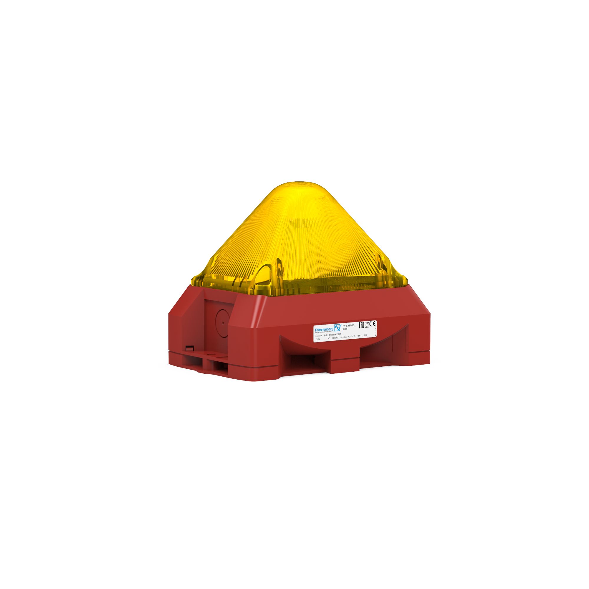 Pfannenberg PY X Series Yellow Beacon, IP66 230V ac Free 101 dB @ 1m