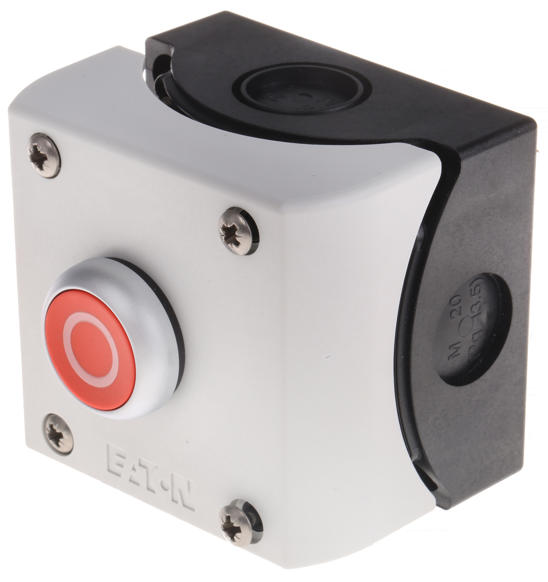 Eaton Momentary Enclosed Push Button - SPDT, Plastic, 1 Cutouts, Red, O, IP69K
