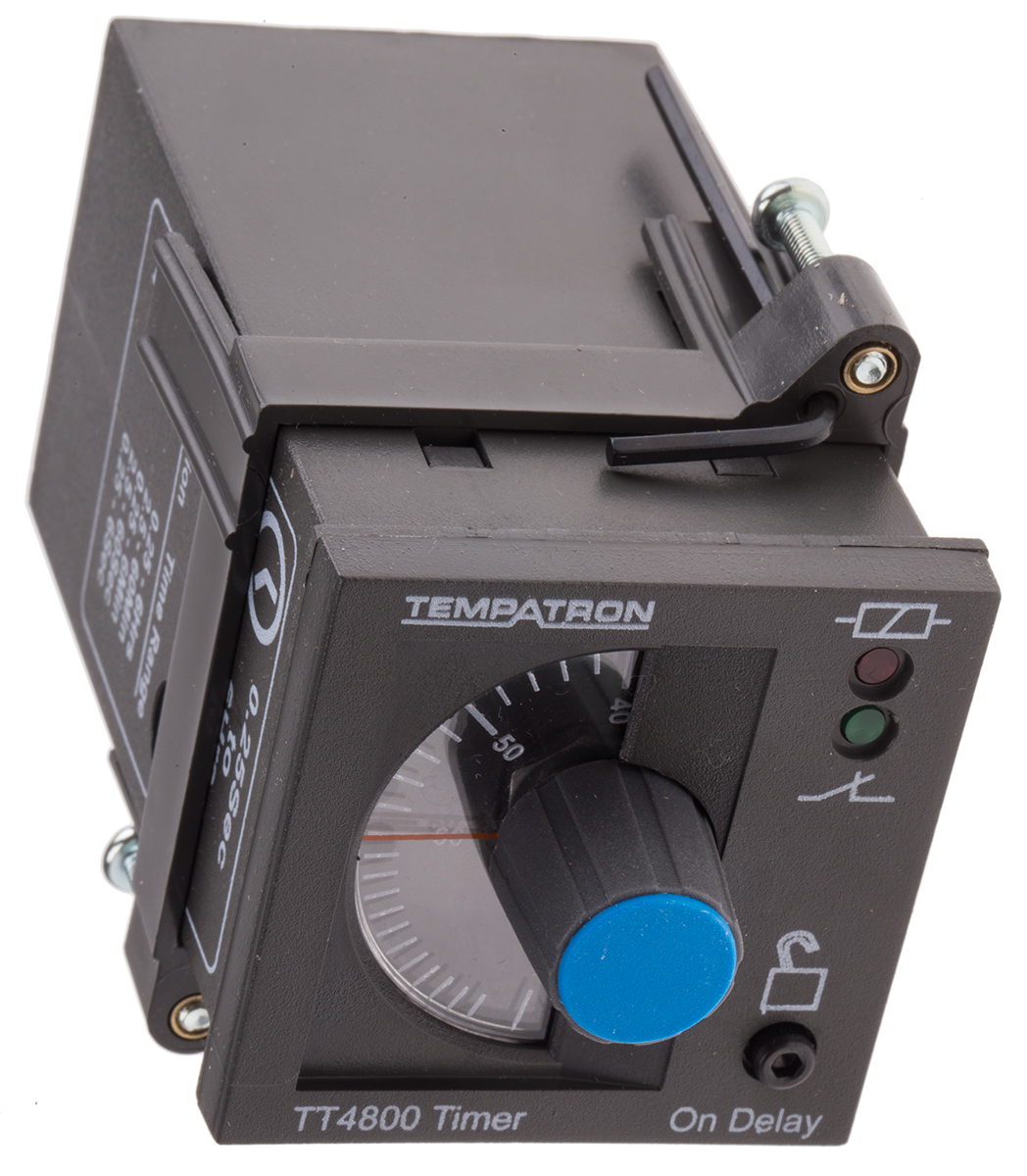 217-1340 Tempatron TT4801 Series DIN Rail Timer Relay, 2-Contact 230V ac, 6s to 6 h, 1-Function, DPDT Switch Configuration