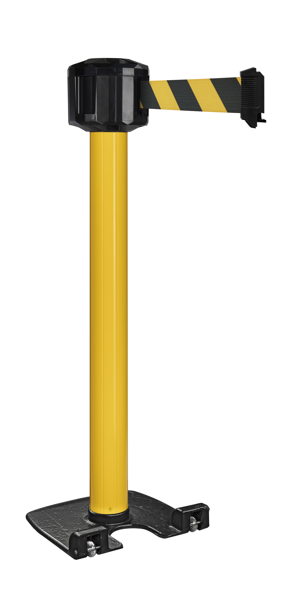 Viso Yellow Strap Post, Black, Yellow Tape, Polyester, Polyester, Retractable Barrier, 10 m