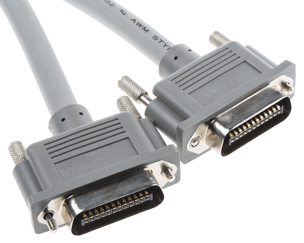 RS PRO Male GPIB to Male RS232 Parallel Cable, 4 m, Grey Sheath