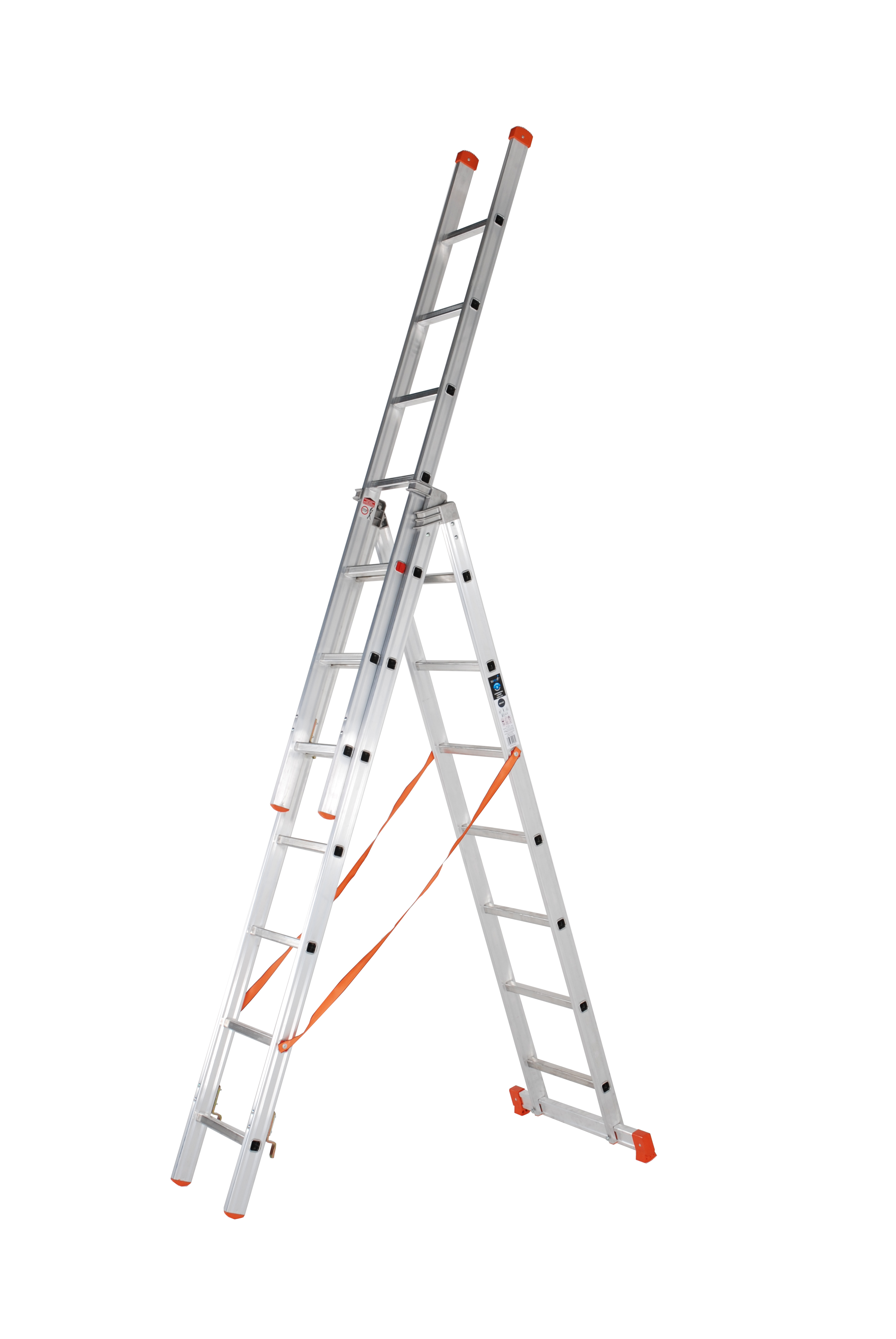217-799 RS PRO 3 Sections Steel Extension Ladder, 5.02 mm