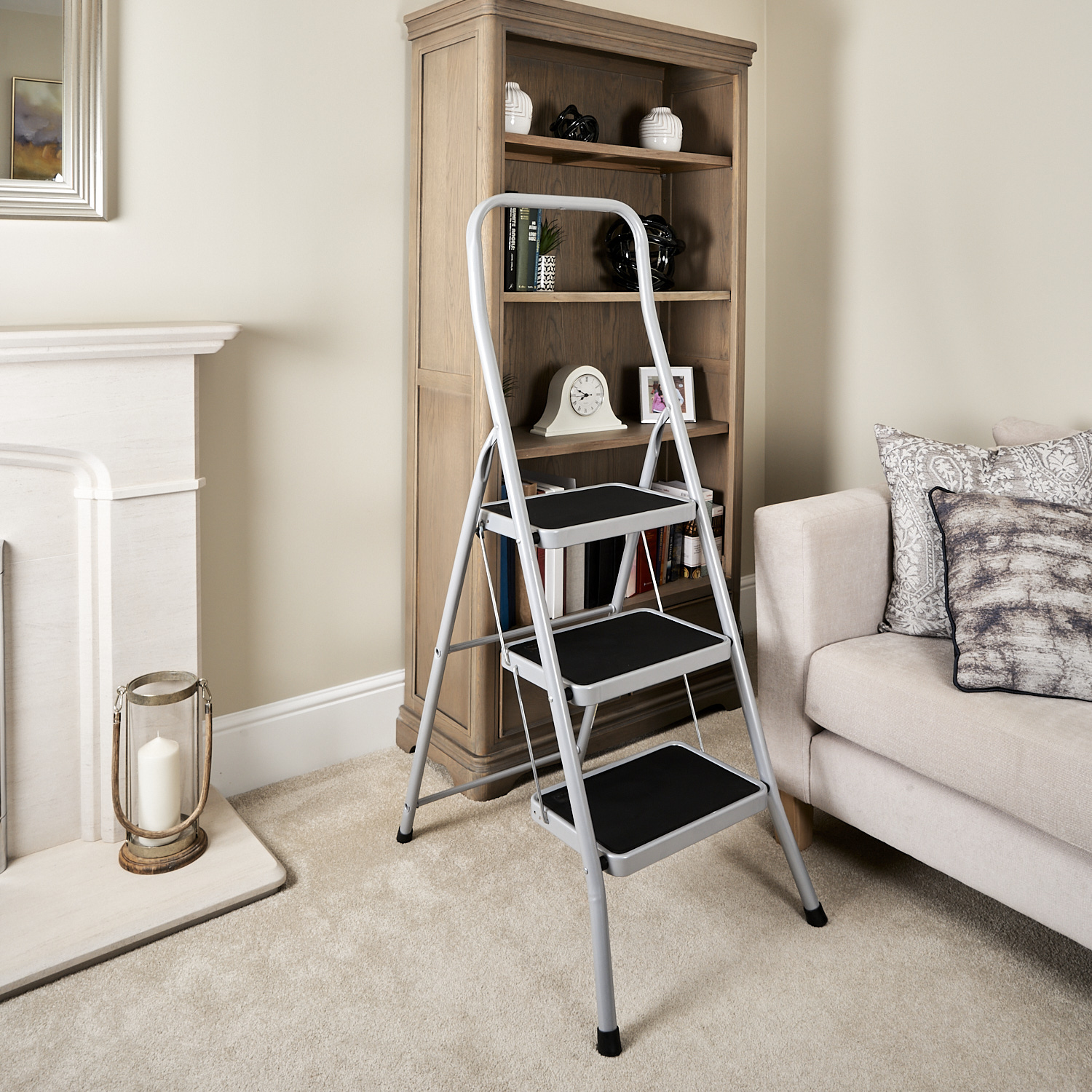 217-802 RS PRO 2 Tread Aluminium Steps 0.47m Platform Height, Aluminium