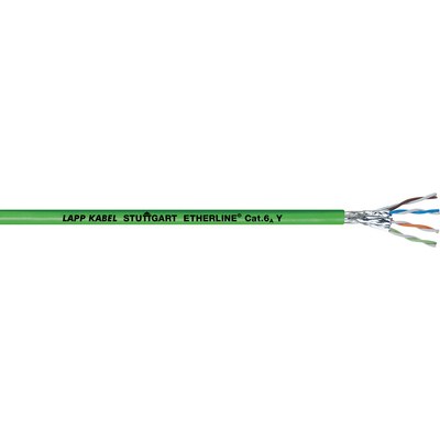 Lapp Cat6a, 100 m Cat6a Ethernet Cable, Green Male to Male, Tin Plated Copper Alloy Braid
