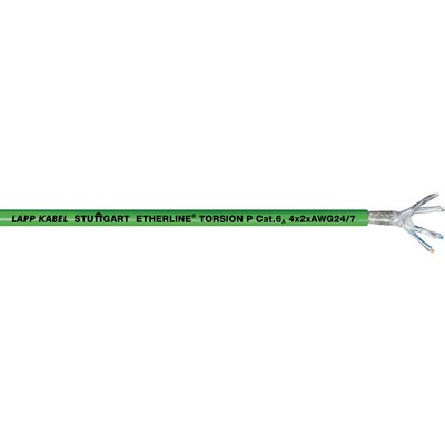 Lapp, 100 m Cat6a Ethernet Cable, Green Male to Male, Tin Plated Copper Alloy Braid