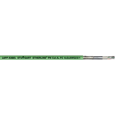 Lapp, 100 m Cat6a Ethernet Cable, Green Male to Male, Tin Plated Copper Alloy Braid