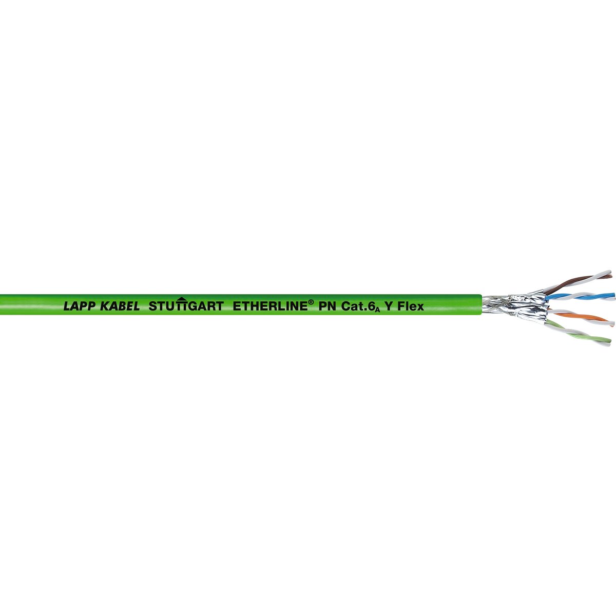 Lapp ETHERLINE Cat6a Cable, Yellow, Green, Shielded Screened Polyvinyl Chloride Sheath