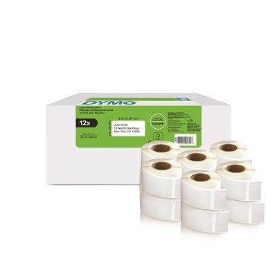 Dymo White Black Print Label Roll, 25 mm Width, 54 mm
