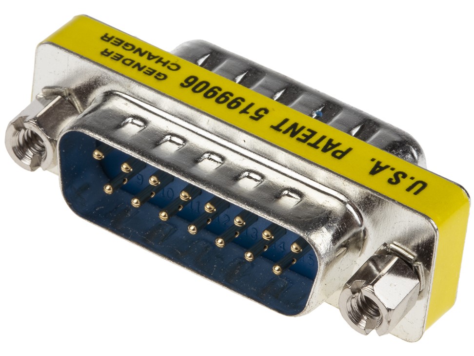 RS PRO D-Sub Adapter 15-Way D-Sub to Male Male 15 Way D-Sub Male Male