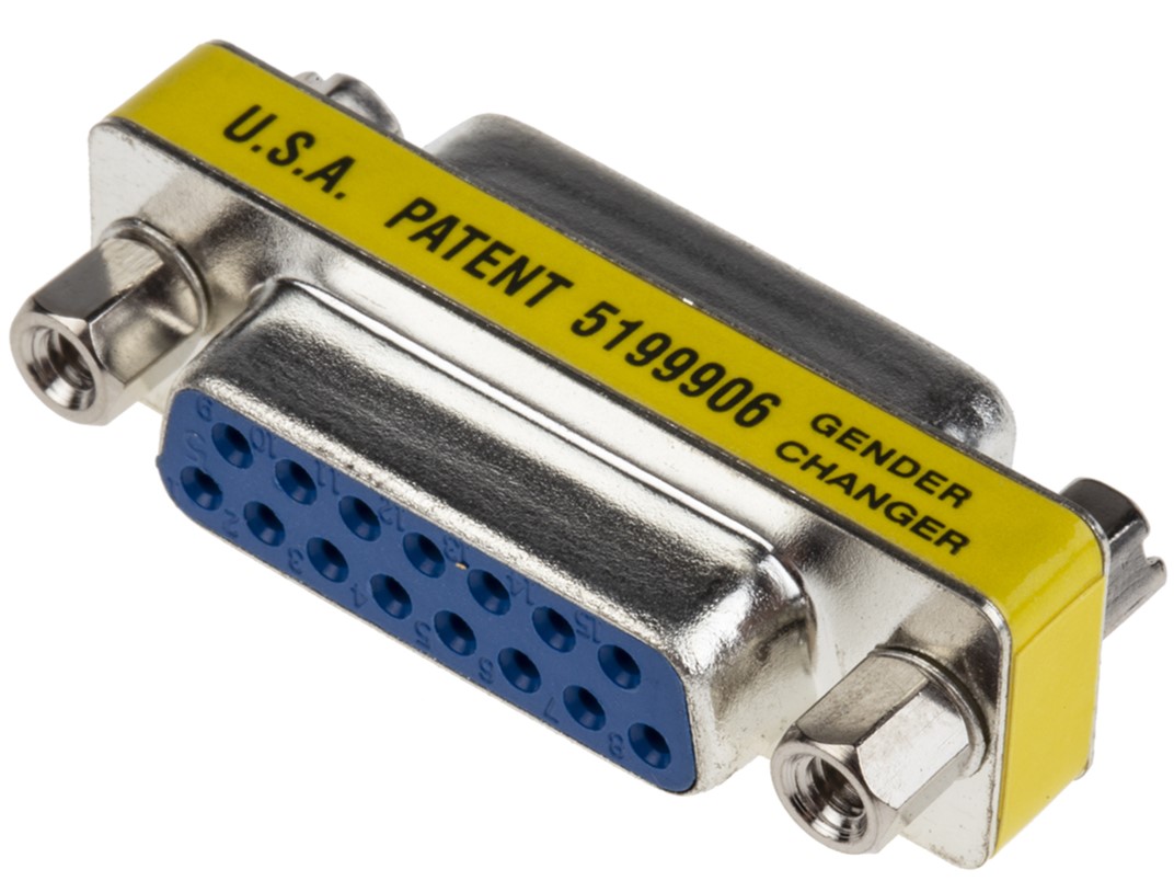 RS PRO D-Sub Adapter 15-Way D-Sub to Female Female 15 Way D-Sub Female Female