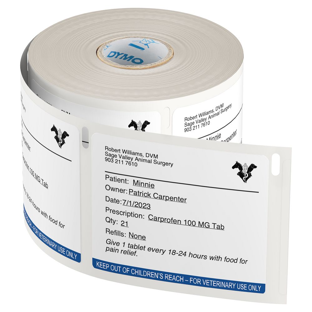2187328 Dymo Adhesive Pre-Printed Label. Quantity: 400 Per Pack