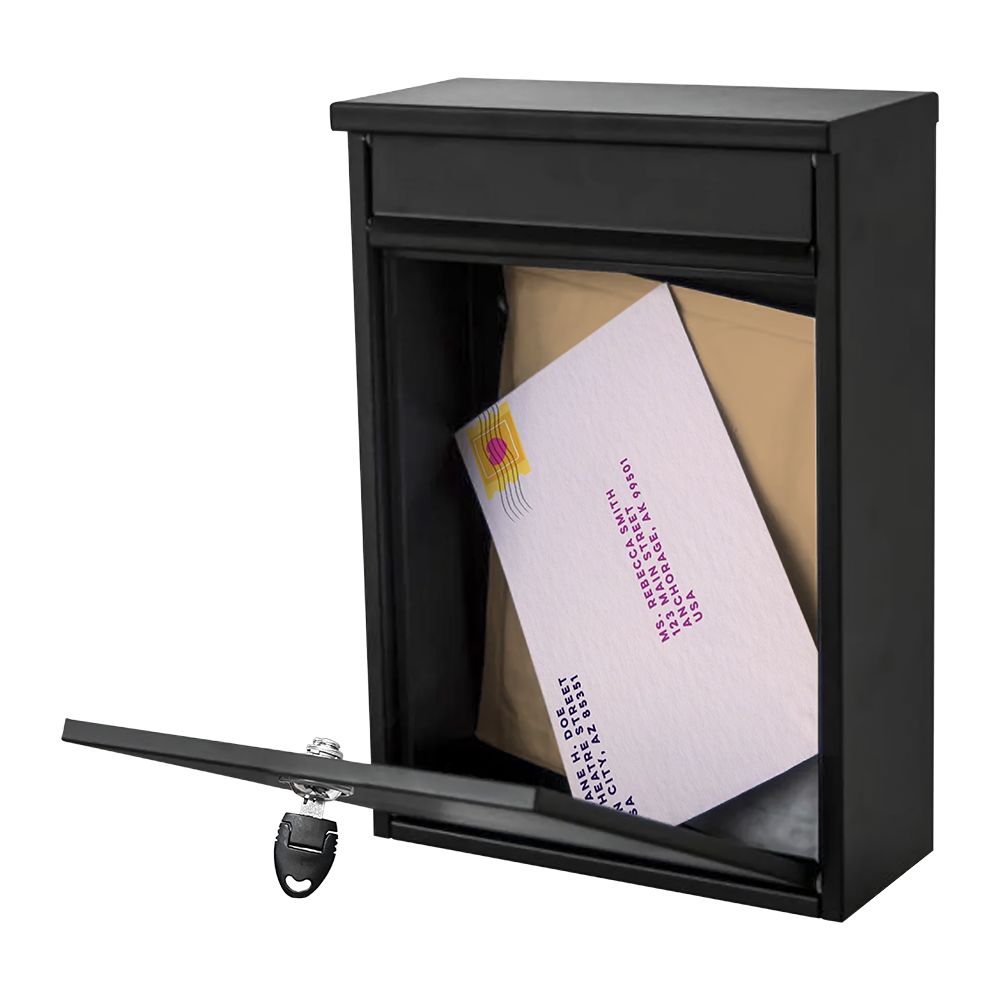 219-023 RS PRO Black Mailbox, 365 mm x 250 mm x 110 mm