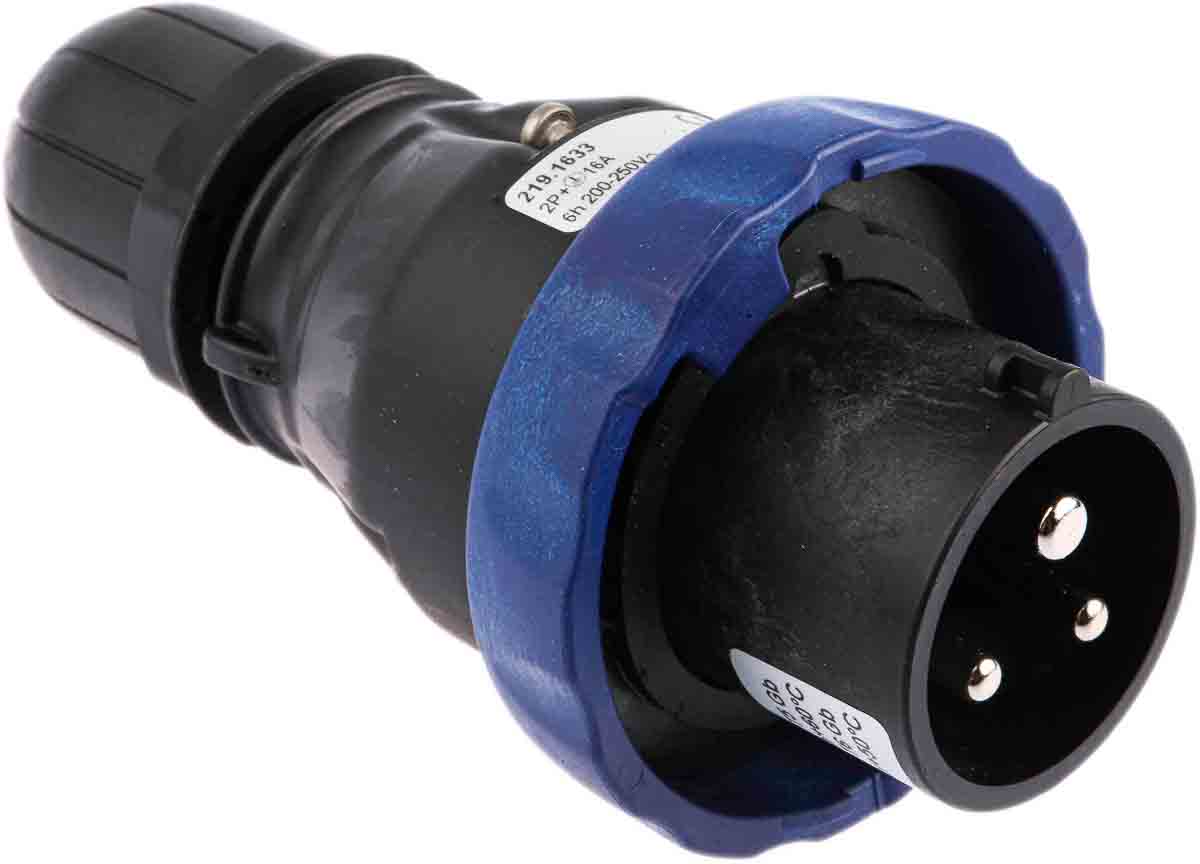 Scame, OPTIMA-EX(GD) IP66 Blue Cable Mount 2P+PE Straight Power Connector IECEx/ATEX, 16A, 200V, 250 V