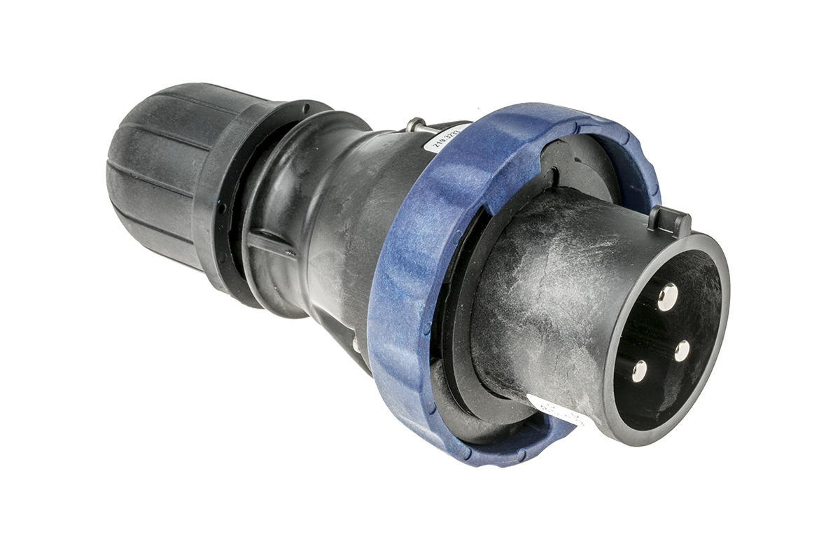 Scame, OPTIMA-EX(GD) IP66 Blue Cable Mount 2P+PE Straight Power Connector IECEx/ATEX, 32A, 200V, 250 V