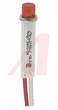 VCC Red Indicator Lamp Single Chip, Wire Terminal Base, 7.87 mm Diameter
