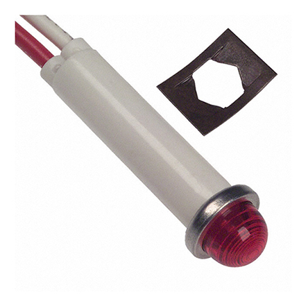 VCC Red Indicator Lamp Single Chip, Wire Terminal Base, 7.87 mm Diameter