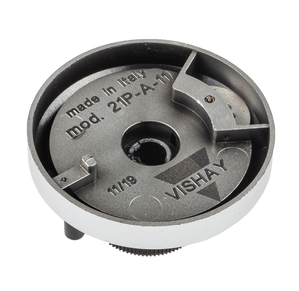 21pa11b10 Vishay 46 mm Knob Diameter Chrome Potentiometer Knob for 6.35 mm Shaft Circular, 21PA11B10
