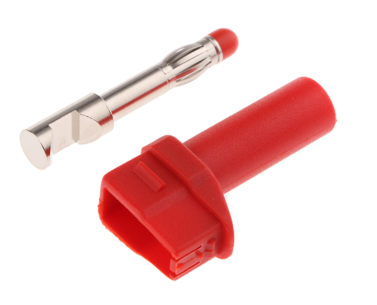 Staubli Red Male Banana Plug, 4 mm Connector, Solder Termination, 500V, 33A, Nickel Plating
